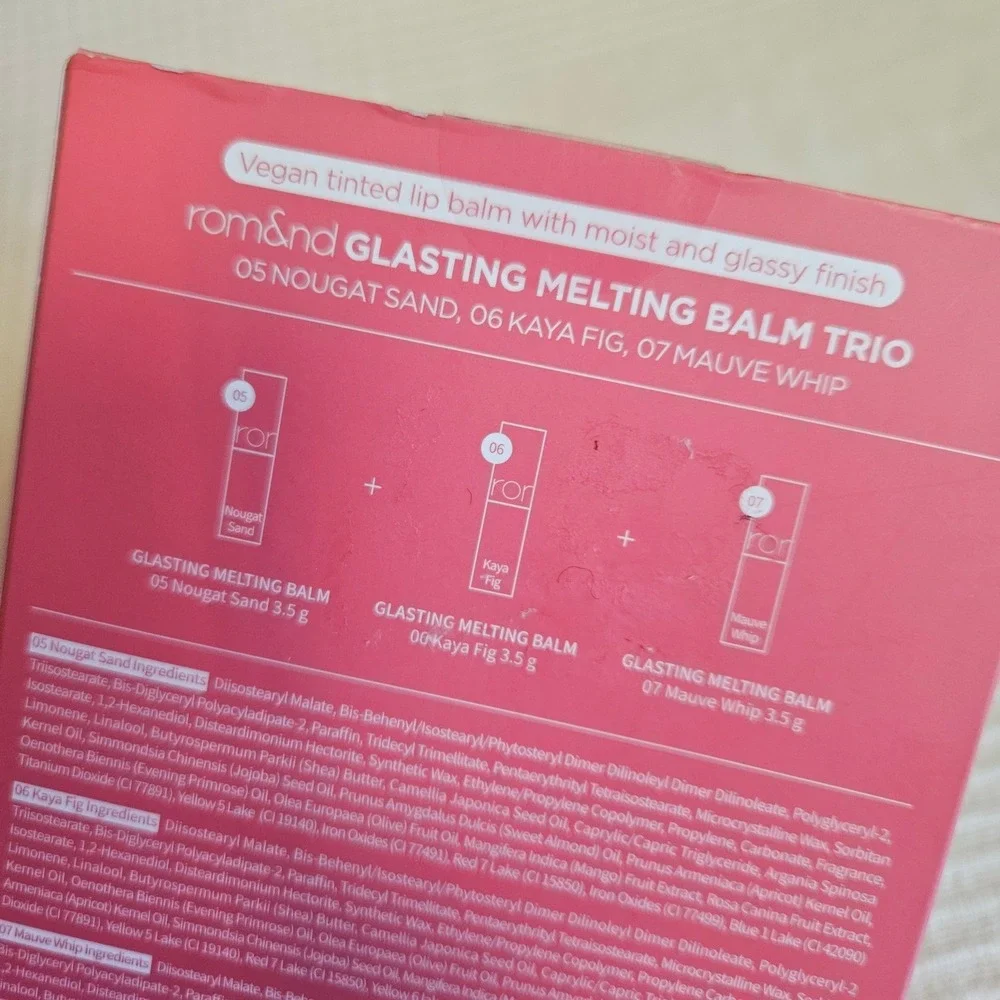 NEW Rom&nd Glasting Melting Balm Trio 3pc Lib Gloss Lippy Romand K‎ BeautyNIB